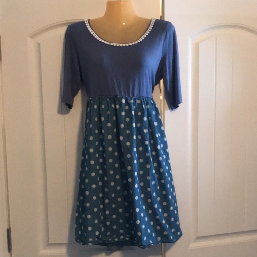 Blue Polka Dot Maternity Dress